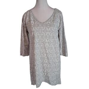 Fresh Produce Size S Floral 3/4 Sleeve V-Neck Asymmetrical Hem 100%‎ Cotton Top